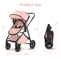 Poussette-chariot pour enfants, chariot pliable 2-en-1 avec auvent, sièges amovibles et grand espace de rangement pour les voyages