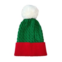 Topi Kupluk Rajut Argyle Natal Kustom Unisex Dewasa Set Merah Hijau 3 Buah Dapat Disesuaikan Vintage Hadiah Liburan Perjalanan