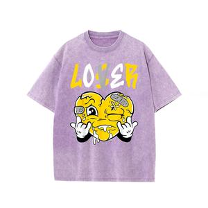 T-shirt rétro vintage en coton délavé à l'acide pour hommes de haute qualité 100% coton à manches courtes surdimensionné à motif imprimé numérique - Product Image 2