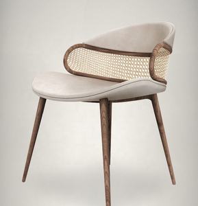 Silla de comedor de ratán natural de tipo europeo, muebles versátiles para exteriores para hoteles, patios, parques, Apartamentos - Product Image 3