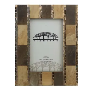 BSCI factory Marble splicing inlay in wood frames 4*6 5*7 fantasy photo frame
