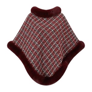 Chal de Moda para Mujer con Ribete de Piel Sintética, Capa Cálida de Invierno, Elegante Capa Jacquard para Deportes de Nieve y Vacaciones Navideñas - Product Image 5