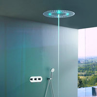 Foshan HANC — système de douche à plafonnier dissimulé en laiton, grand système de pluie de forme ronde avec lumière LED, livraison gratuite