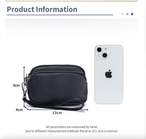 Ando Bag Monedero de cuero genuino de vaca para mujer con doble cremallera, cartera pequeña de muñeca con llavero - Product Image 4