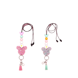 Cute Mouse Laser Cut Acrylic ID Lanyard With Silicone Bead String Unique Other Lanyards