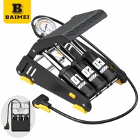 Pompe à pied portable BAIMEI personnalisable en acier à double cylindre pour vélos, haute pression 160 PSI avec manomètre, valve Schrader