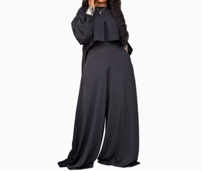 Yuhong - Conjunto de 2 Piezas para <span class=keywords><strong>Mujer</strong></span>, Estilo Europeo Americano, Dulce y Elegante, Primavera-Verano, Cuello Alto, Manga Larga, Adornado con Cuentas, Transpirable, Pantalones Anchos de Poliéster - Product Image 5