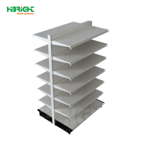 White <b>Metal</b> Supermarket <b>Shelf</b> Double Sided Grocery Store Rack Heavy Duty Retail Display Shelving - Product Image 6