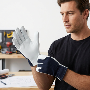 Gants de travail en cuir avec embouts antidérapants, bracelet élastique, gants d'assemblage polyvalents - Product Image 6