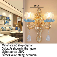 Lámpara de pared de cristal europeo, lámpara de noche de lujo para sala de estar, dormitorio, pared de fondo, pasillo, Villa, Hotel, iluminación