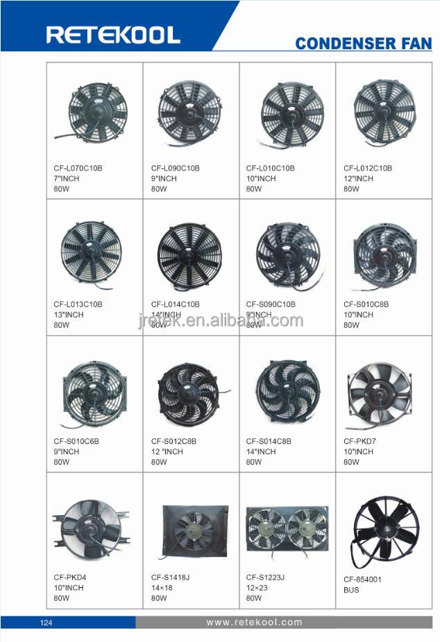 12'' 80 W auto radiator fan for bus radiator system, radiator condenser cooling fan