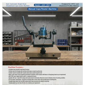 เครื่องเราเตอร์อะลูมิเนียม/UPVC แบบกึ่งอัตโนมัติหัวเดียว รุ่น AMV ENGINEERING กำลังไฟ 220-440V รับประกัน 6 เดือน สำหรับประตูและหน้าต่าง - Product Image 3