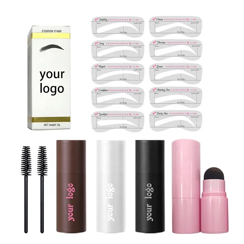 Wholesale eyebrow powder stamp waterproof eyebrow stencil stamp kit pomade eyebrow stamp with low MOQ