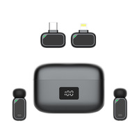 Mikrofon Lavalier Nirkabel Mini6 Tipe-C/Lightning Dual Clip Mic untuk Siaran Langsung dan Perekaman Video
