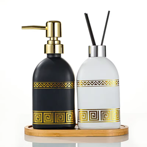 Lot de distributeurs de <span class=keywords><strong>savon</strong></span> en verre vides <span class=keywords><strong>avec</strong></span> couvercle à pompe pour <span class=keywords><strong>savon</strong></span> liquide, capacité 400 ml - Product Image 1