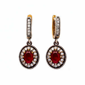 Grenat Authentique Boucles D'oreilles Oxydé Turc Gros Fabriqués À La Main 925 Sterling Argent Femme Bijoux - Product Image 2