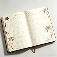 Carnet de notes personnalisé 2027 avec motif cocotier, journal vintage à couverture rigide avec bande élastique