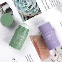 Masques en bâtonnets verts : Masque de boue purifiant anti-acné et régulateur de sébum, hydratant, pour points noirs et pores affinés, soin de la peau à l'argile violette