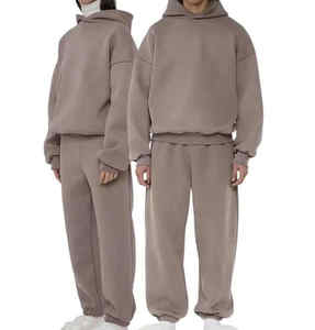 Sudadera con capucha recortada lisa en blanco de algodón de 380g personalizada para hombre, ropa de calle de gran tamaño personalizada, conjunto de sudaderas con capucha de invierno para hombre de peso pesado - Product Image 2