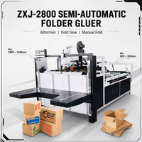 Machine à plier et à coller les boîtes en carton semi-automatique ZXJ-2800, entraînement électrique, machine à coller le carton ondulé, empilage et livraison