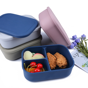 3 Compartment Silicone Lunch Box New Product Ideas 2023 Portable BPA Free Kids Bento Box Silicone Food Storage Container