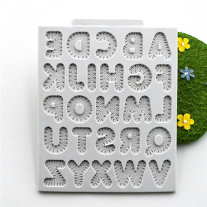 Nouveau produit lance 3D <span class=keywords><strong>a</strong></span> le grain 26 lettres anglaises le moule en gel de silice décoration de gâteau au sucre en silicone - Product Image 2