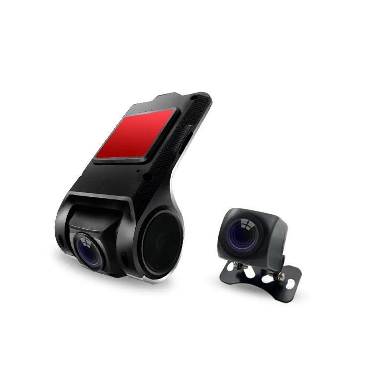 Wemaer kamera dasbor Full HD, perekam otomatis lensa ganda depan belakang USB 64G penglihatan malam 1080P kamera DVR mobil kotak hitam