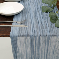 Nappe de table en gaze de coton violette de luxe en gros, chemin de table en mousseline rustique pour décorations de mariage et tables de réception