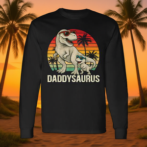 Daddysaurus T-Rex Dad Dinosaur T-shirt à manches longues, cadeau pour la fête des pères - Product Image 3