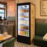 Congélateur vertical à vitrine en verre trempé, écoénergétique, à refroidissement par air, pour la conservation des aliments surgelés dans les cuisines de restaurants