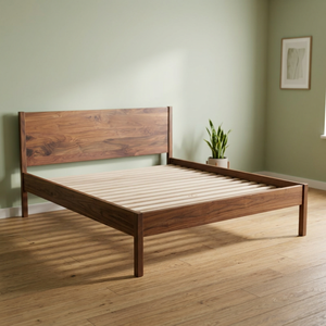 Base de Cama Moderna de Madera de Teca con Panel de Cabecera Plano y Sólido - Product Image 4