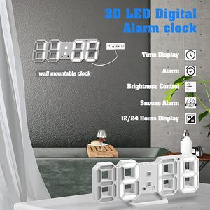Home Decor Table <b>Clock</b> 3d Dimensional Led Light 3d <b>Wall</b> Led Alarm <b>Digital</b> <b>Clock</b> 3d <b>Wall</b> Alarm <b>Digital</b> <b>Clock</b> White Number Time - Product Image 4