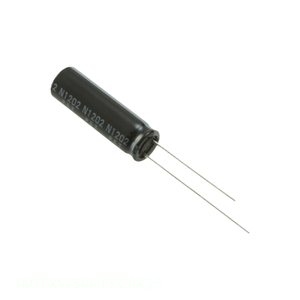 Condensador de Aluminio Original CAP ALUM 56UF 20% 160V RADIAL TH 160TXW56MEFC8X25 56 uF de Montaje a Través de Orificio - Product Image 1