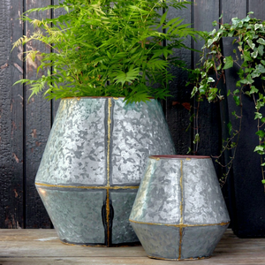 ROSHAN HANDICRAFTS Rustic Modern Galvanized Geometric Planter Set Eco-friendly <b>Lightweight</b> Angular Silhouette Nesting Create - Product Image 1