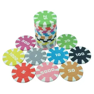 Free custom logo design ceramic Poker Chips10g 39mm ept manufacture colored with numbers value chip for caisno game tokens