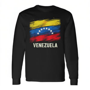 T-shirt à manches longues avec drapeau du Venezuela, unisexe adulte, col rond, impression numérique, promotionnel - Product Image 3