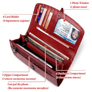 Modern Stylish Genuine Leather RFID Blocking Ladies <b>Purse</b> Minimalist Clutch Women Wallet - Product Image 2