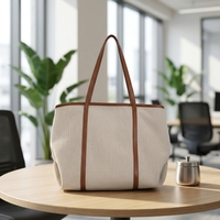 Sac fourre-tout de créateur grande capacité pour femme, sac à main en toile pour le bureau avec empiècements en cuir PU, sac à bandoulière pour femme