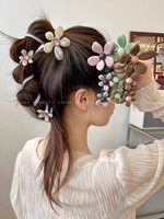 Mode fleur élastiques élastiques pour femmes fille téléphone fil cheveux cravates spirale bobine cheveux corde queue de cheval cheveux accessoires