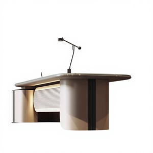 Bureau de direction moderne sur mesure pour PDG, durable et en bois MDF, bureau de direction en forme de L de luxe, <span class=keywords><strong>table</strong></span> de patron - Product Image 4