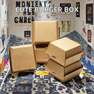Corrugated <b>Burger</b> Packaging <b>Box</b> Takeout Lunch Container Rectangular Food <b>Box</b> Cartoon Design - Product Image 2