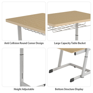 Muebles de Aula de Alta Calidad, Juego de Escritorio y Silla Individual Ajustable de Madera Contrachapada Resistente para Escuela Primaria/<span class=keywords><strong>Centro</strong></span> de Capacitación - Product Image 3