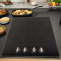 Nouvelle arrivée : Table de cuisson électrique portable 4 feux en acier inoxydable, plaques à induction en céramique, 9 niveaux de puissance, bouton de verrouillage enfant, compatible voiture