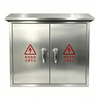 Caja de Distribución de Energía de Acero Inoxidable de Doble Puerta, para Montaje en Pared o Suelo, Gabinete de Control Exterior Resistente a la Lluvia