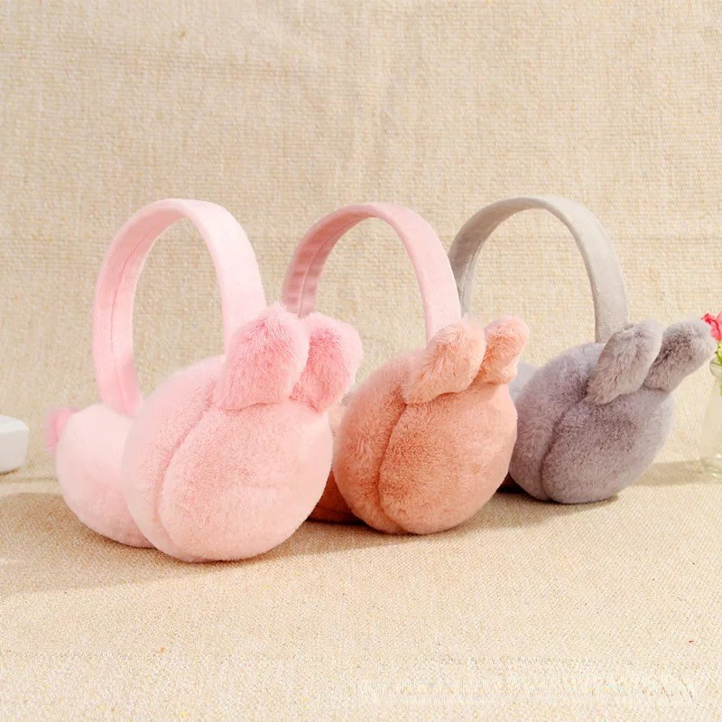 Fluffy Furry Rabbit Ear Muffs for Kids Girls - Warm Autumn  display picture 3