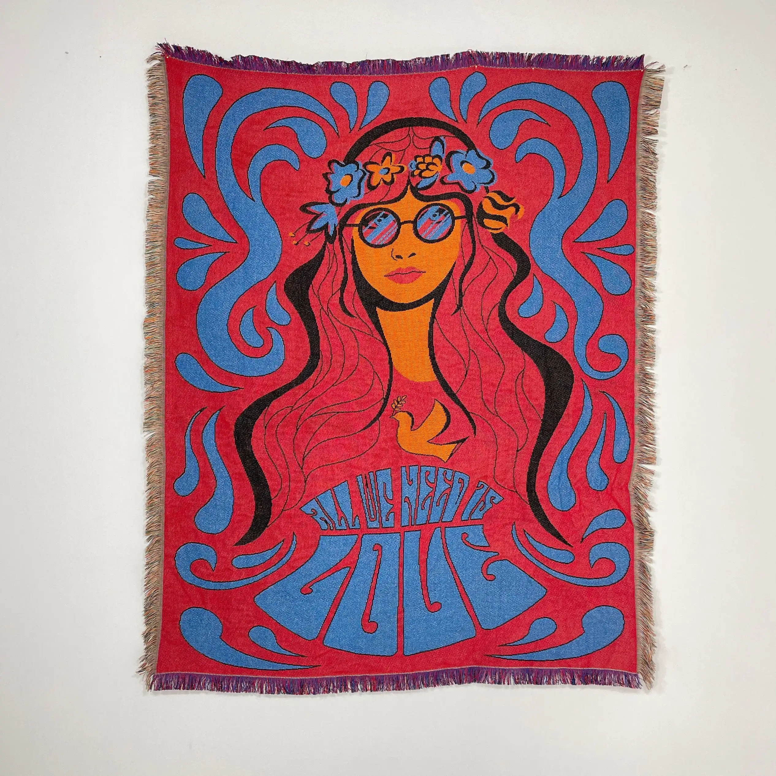 Beautiful Lady Tapestry Own Design Blanket Jacquard Custom Woven Throw Blanket