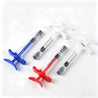 Seringue en verre Luer Lock de 3 ml de qualité supérieure, distributeur de liquide cosmétique avec bouchon en caoutchouc à double joint et tige de couleur personnalisable