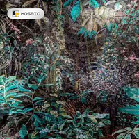Décoration intérieure magnifique, mosaïque murale en verre artisanal, art mural, motif floral, design mural pour hôtel, mosaïque murale pour salle de bain