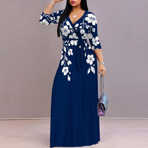 Premium Women's Solid Knitted Fabric Sheath Silhouette V Neck 3/4 Sleeve Fitted High Waist Elegant Knee-Length Party <b>Wrap</b> Dress - Product Image 5