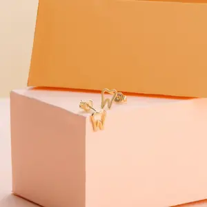 Orecchini a Forma di Molare all'Ingrosso, Placcati in Oro 18k, Gioielli Dentali Lucidati, Regalo di Natale per Assistenti di Igiene Dentale - Product Image 3